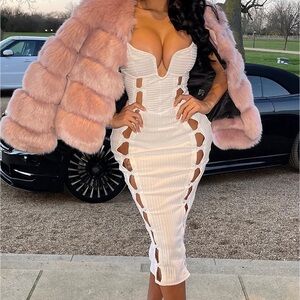 Elegant White Cut-Out Dress